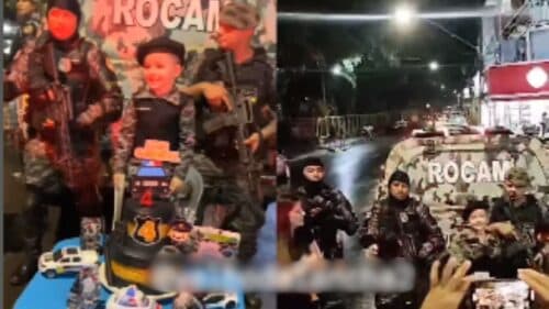 VÍDEO: Fã da Rocam, menino ganha festa de aniversário com tema e visita dos policiais
