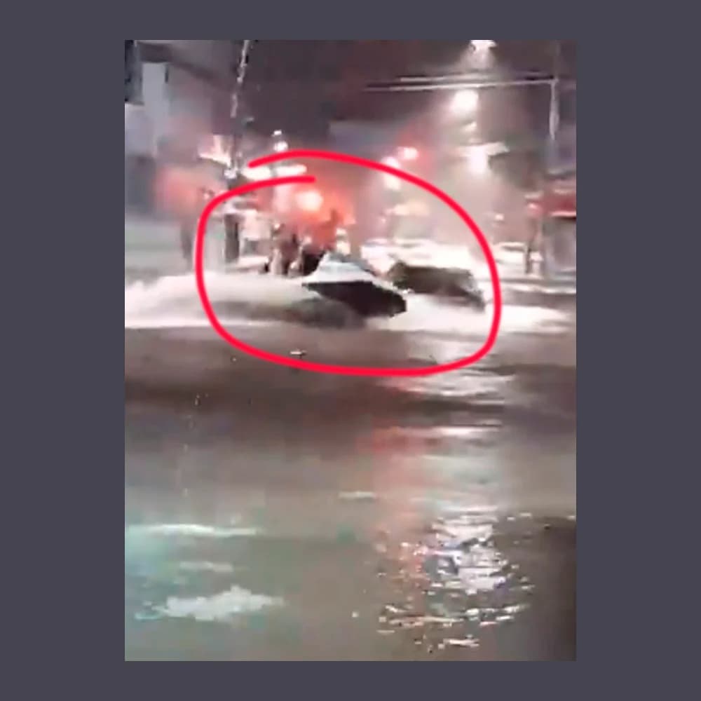 VÍDEO: Homem filma passeio de jet ski nas ruas alagadas do RJ
