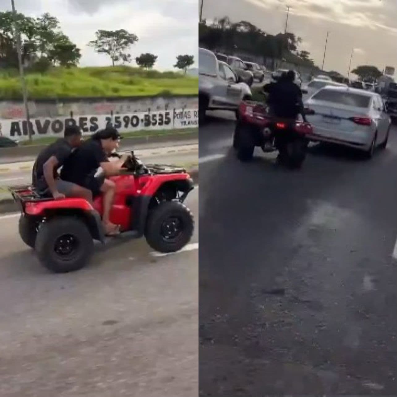 VÍDEO: Dupla é flagrada de quadriciclo fazendo manobras em alta velocidade no RJ