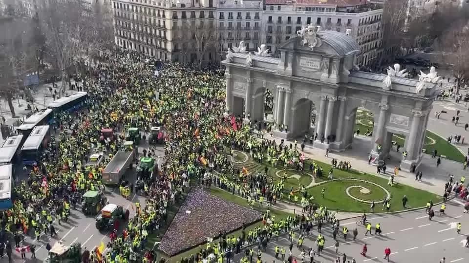 Protesto de agricultores: mais de 500 tratores invadem centro de Madrid