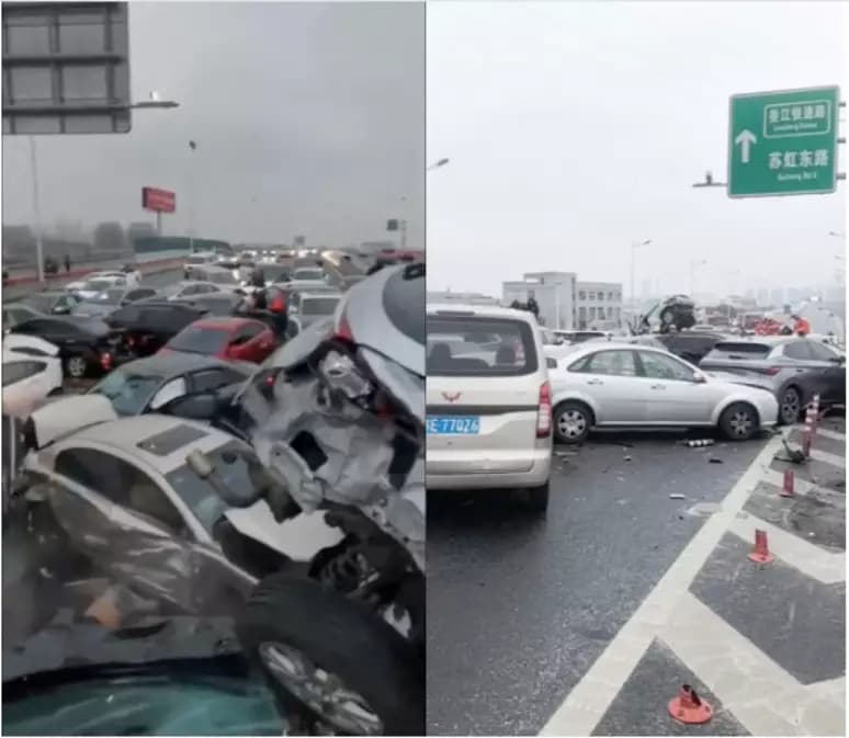 VÍDEO: Mega engavetamento com mais de 100 carros deixa feridos na China