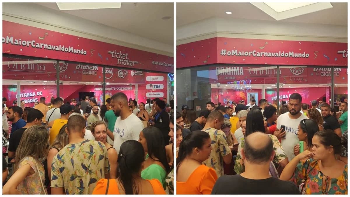 Entrega de abadás de camarote provoca confusão em shopping na Bahia