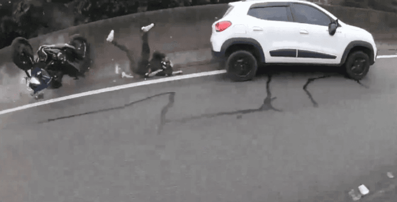 VÍDEO: Motorista embriagado colide com motociclista em rodovia de SP