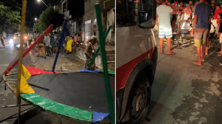 Carro atinge pula-pula com jovens durante festa de aniversário, no Ceará