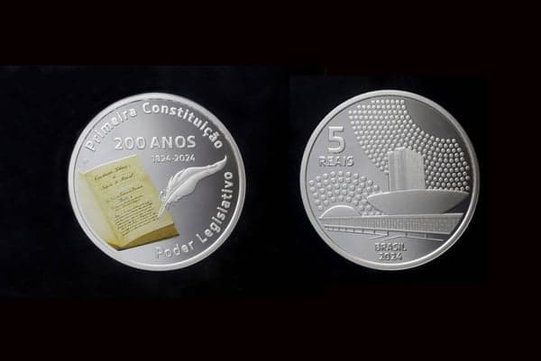 Banco Central lança moeda de R$ 5 para comemorar os 200 anos da primeira Constituição