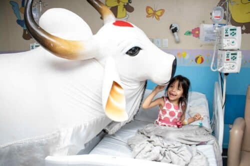 Boi-Bumbá Garantido visita Hemoam e se apresenta para pacientes e servidores, em Manaus