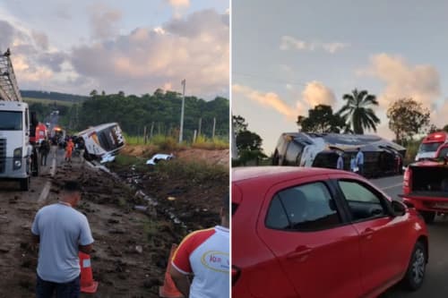 VÍDEOS: Acidente com ônibus de turismo deixa ao menos nove mortos na Bahia