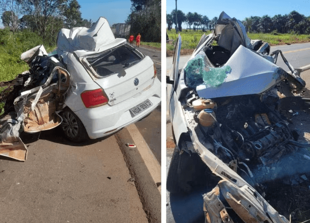 Cantora sertaneja perdeu controle do carro e invadiu pista contrária antes de bater em carreta