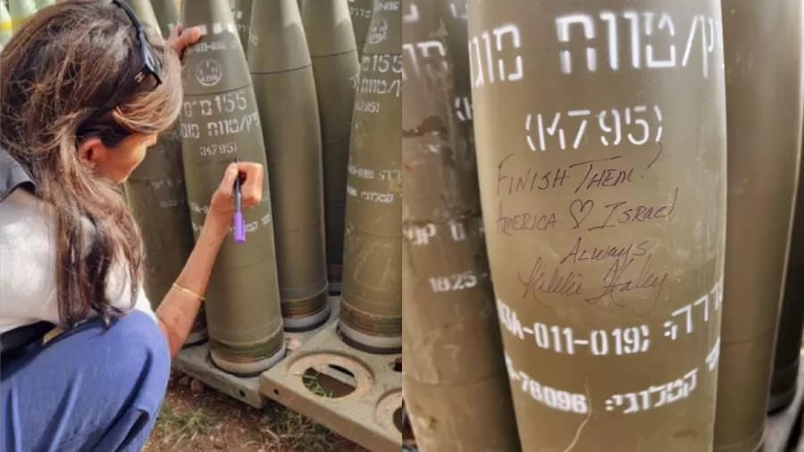 Ex-candidata à presidência dos EUA escreve ‘Acabe com eles’ em projétil de Israel