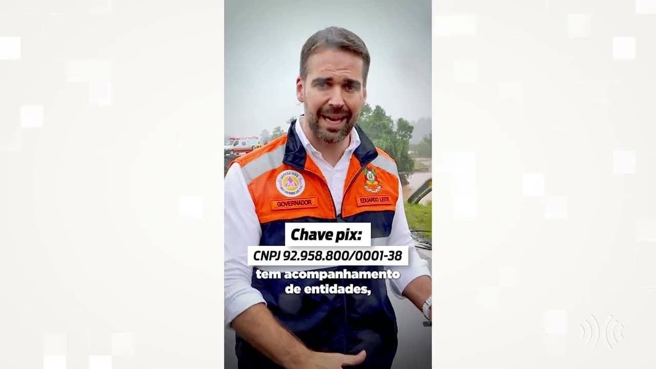 VÍDEO: Governador do RS divulga Pix para receber doações para estado assolado por chuvas