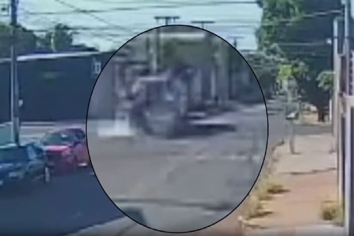 VÍDEO: Casal em moto “voa” por 15 metros ao bater em carro, no MS