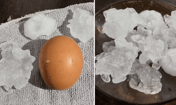 VÍDEOS: Granizos do tamanho de ovos de galinhas são registrados durante temporal, no RS