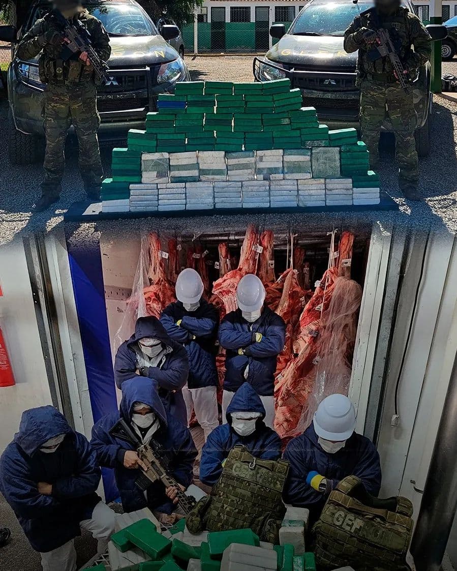 VÍDEO: Motorista é preso transportando 159 tabletes de droga em caminhão de carne, em MT