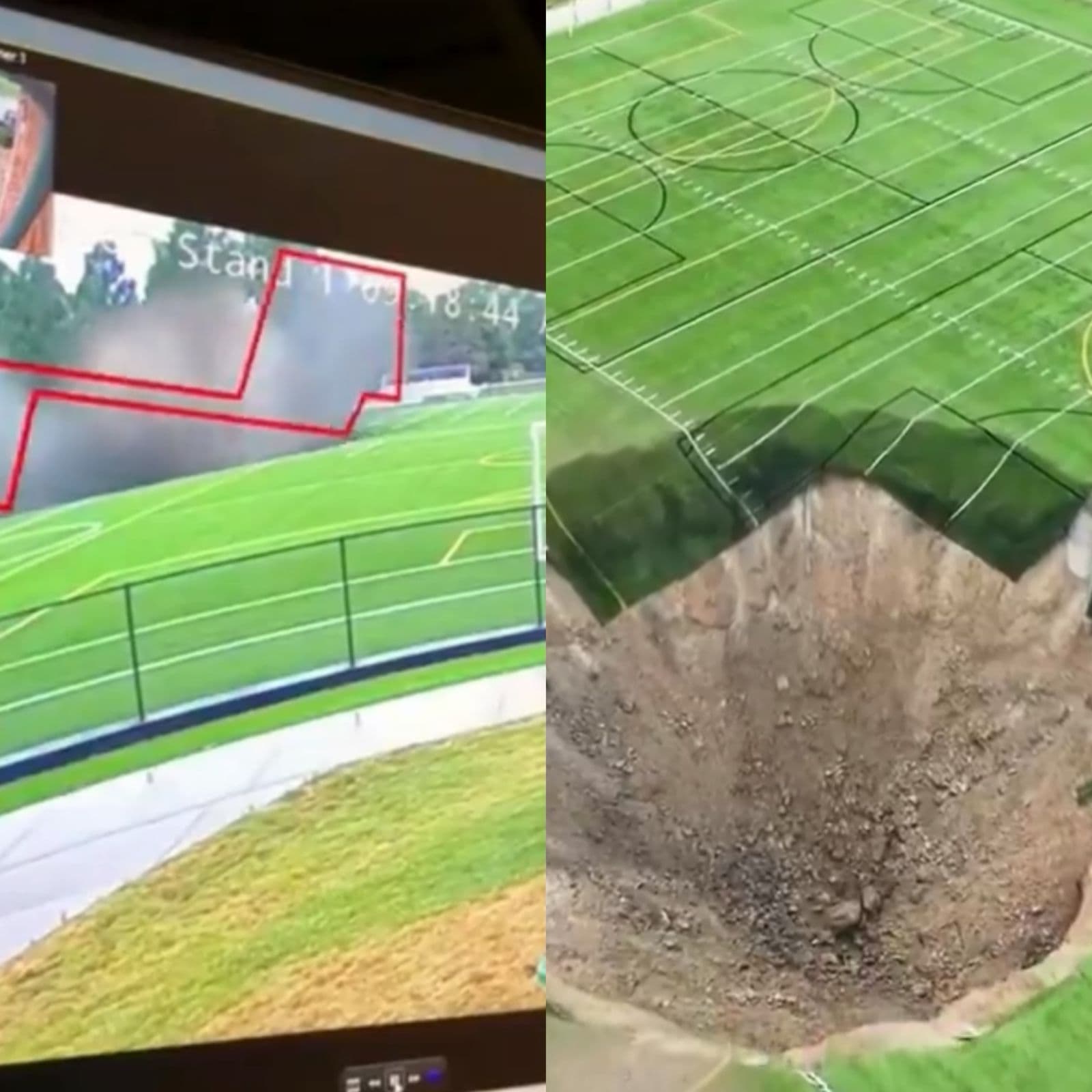 VÍDEO: Cratera gigante se abre em campo de futebol nos EUA