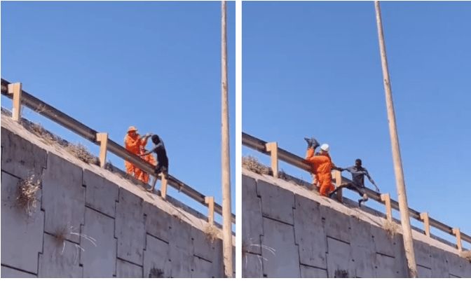 Bombeiro cai de viaduto ao tentar salvar homem em Rondônia; vídeo