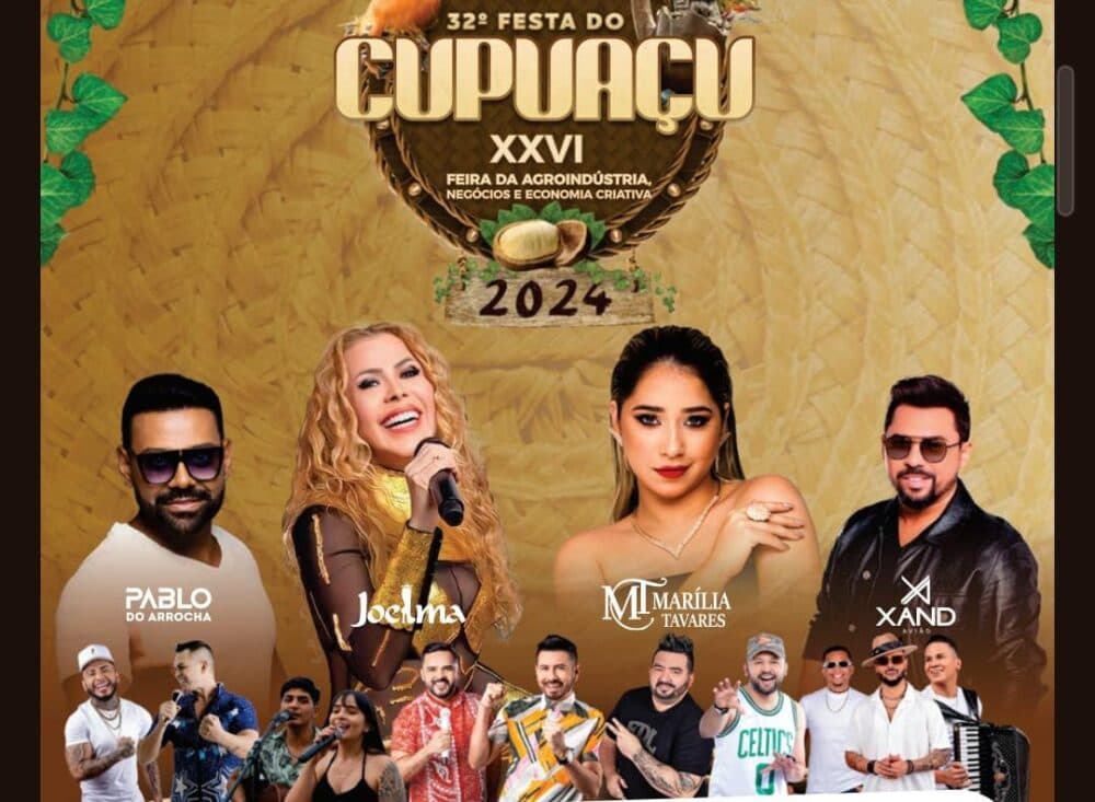 Marília Tavares, Joelma, Xand Aviões e mais: Festa do Cupuaçu começa nesta sexta em Presidente Figueiredo