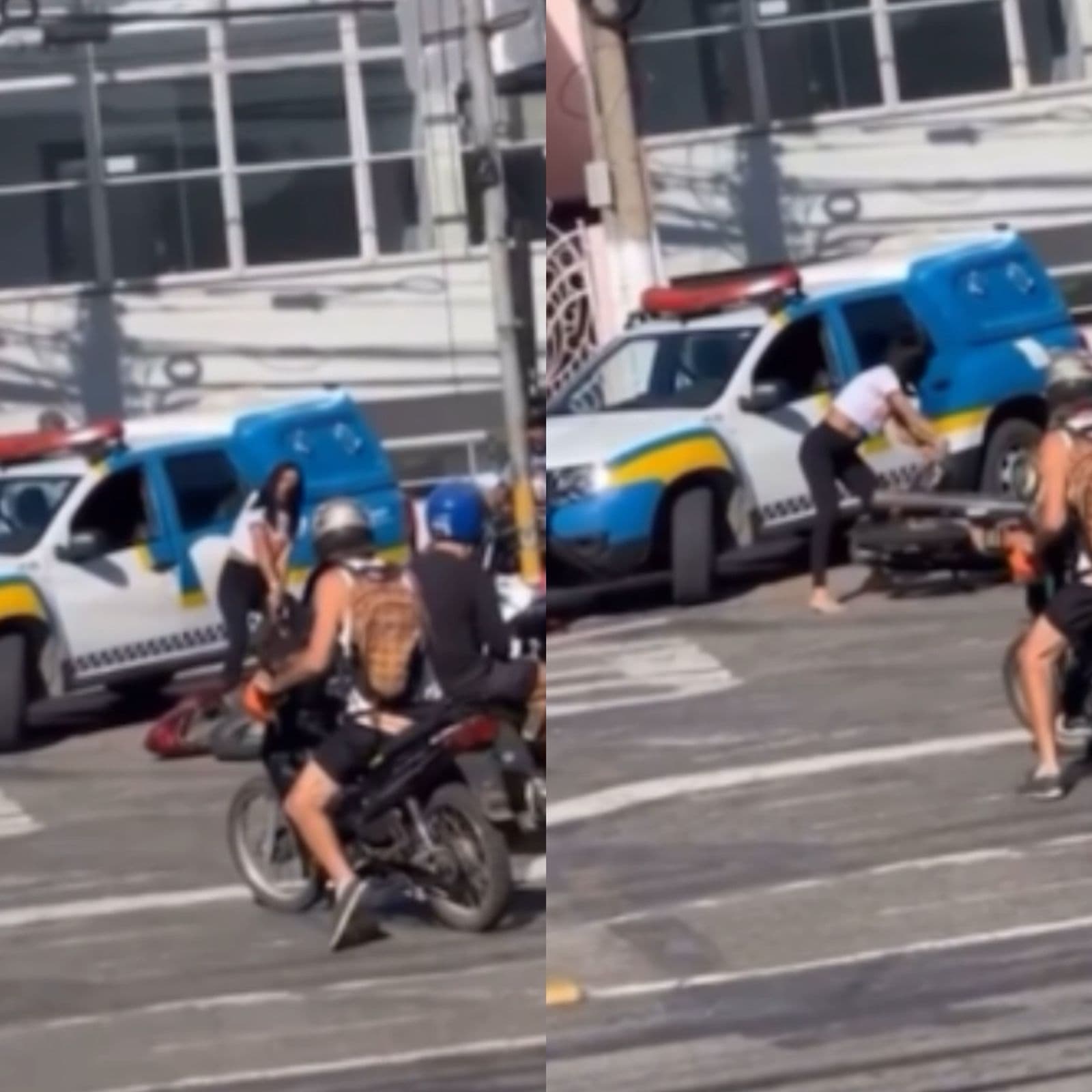 VÍDEO: Mulher sem habilitação destrói própria moto após apreensão no Espírito Santo