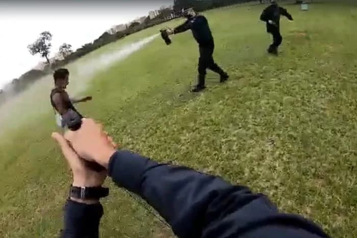 VÍDEO: Homem em surto psicótico ataca policiais no DF
