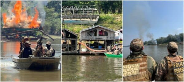 VÍDEOS: Operação de combate ao garimpo no Amazonas destrói 420 balsas usadas pelo crime