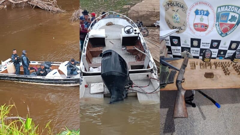 Operação Águas Seguras: Lancha, arma de fogo e munições são apreendidas no rio Japurá