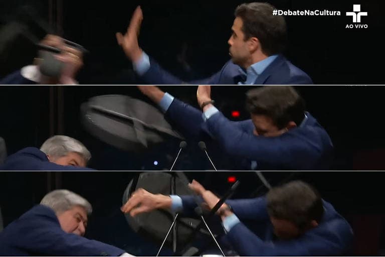 VÍDEO: Antes de levar cadeirada, Marçal pediu perdão a Datena e tentou marcar café