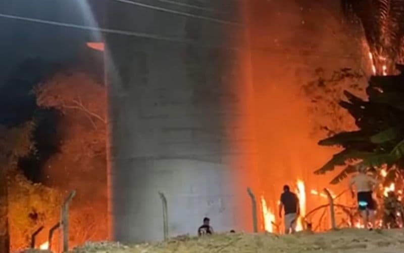 VÍDEO: Incêndio de grandes proporções atinge área de mata no Monte das Oliveiras