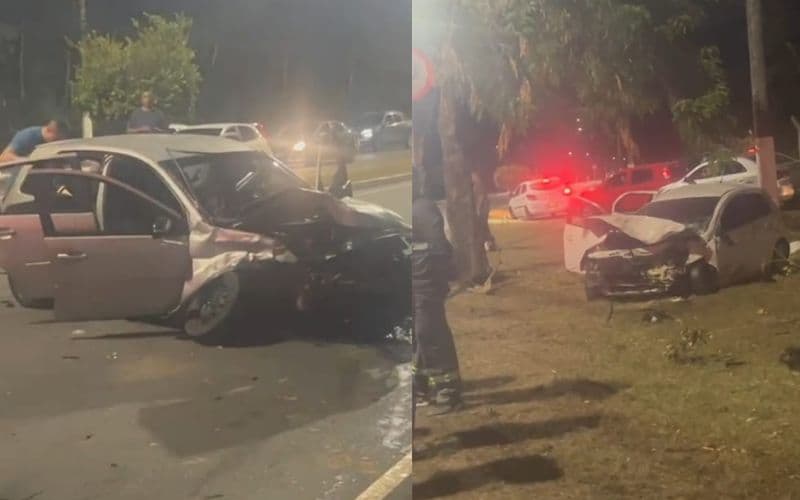 VÍDEO: Carro invade a contramão e atinge veículo na Avenida do Turismo