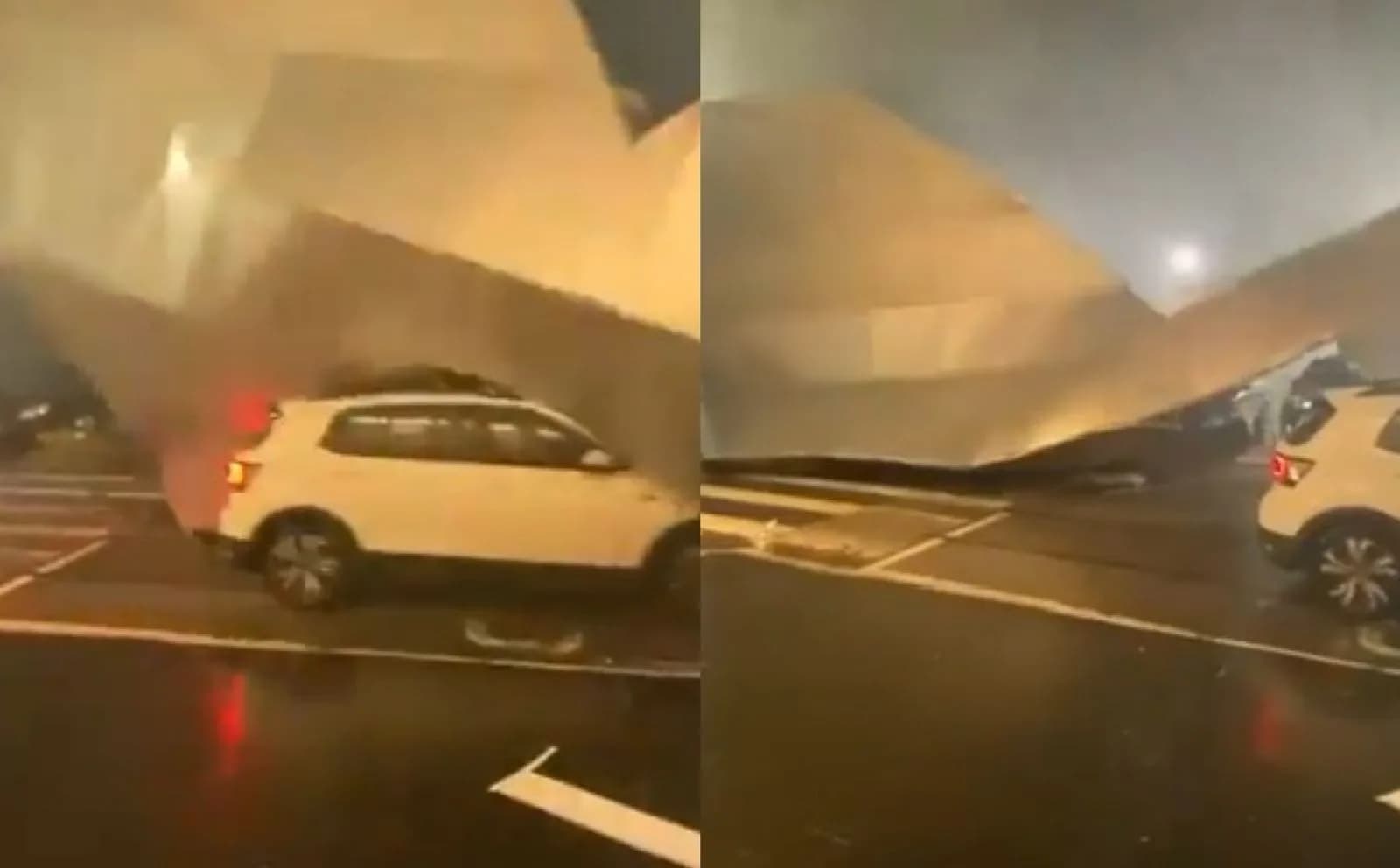 VÍDEO: Temporal em SP arranca parte de telhado de shopping e atinge carros