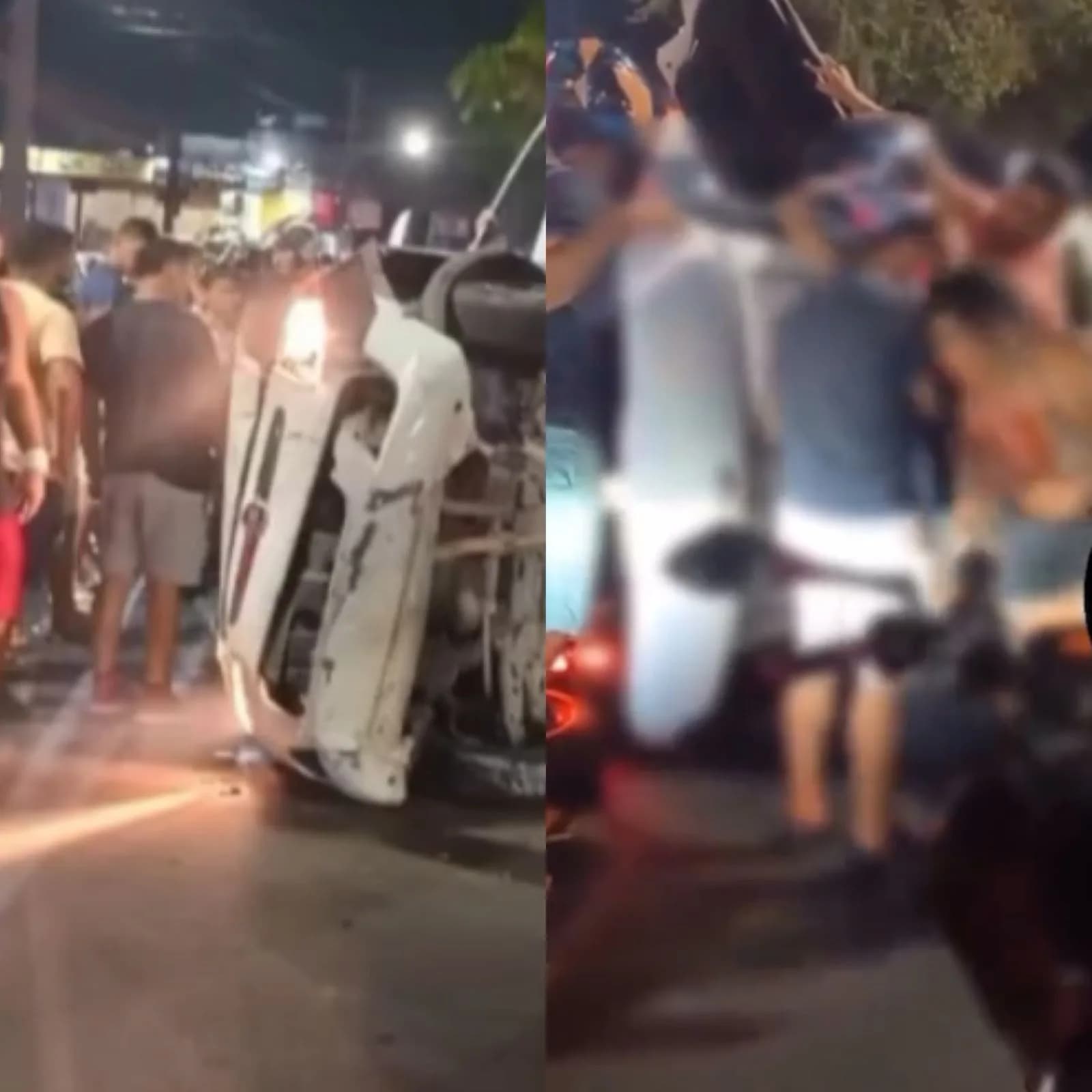 Carro capota em grave acidente na avenida Coronel Teixeira em Manaus