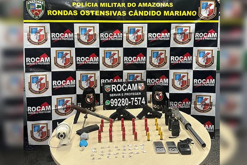 Rocam apreende quatro armas de fogo, drogas e munições no Alvorada, em Manaus