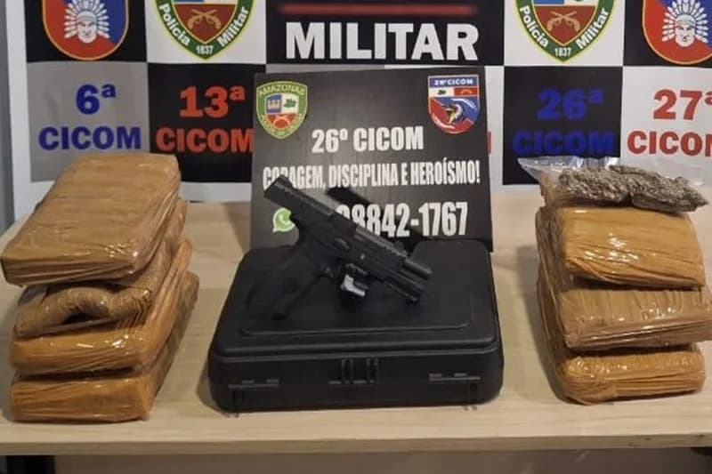 Sete tabletes de maconha e arma de fogo são apreendidos em Manaus