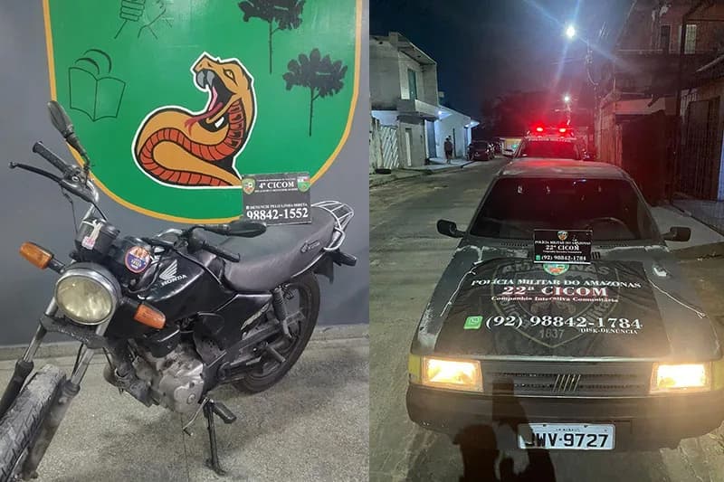 PM recupera dois veículos com restrição de roubo em Manaus
