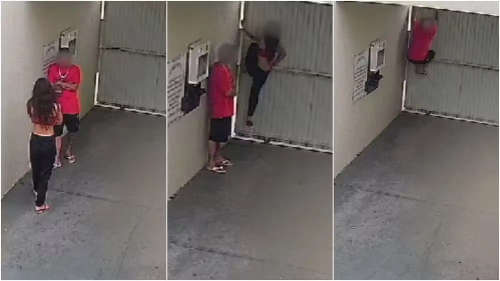 VÍDEO: Casal pula muro de motel e foge para não pagar conta, em SC