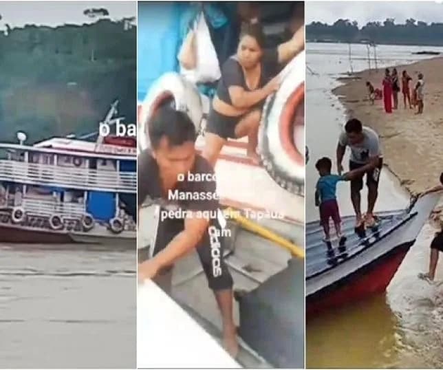 Embarcação bate em pedras, encalha e passageiros são resgatados no interior do AM