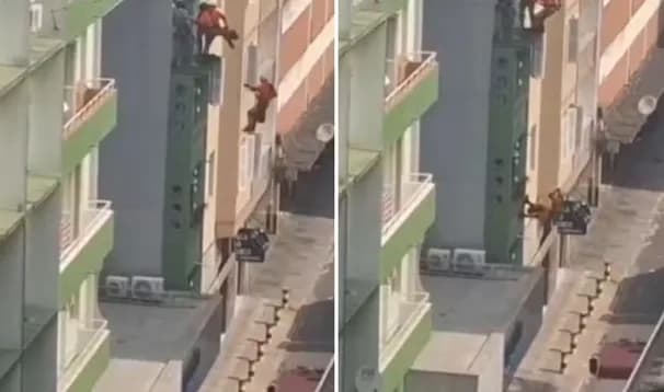VÍDEO: Bombeiro cai do 4° andar de prédio durante resgate em Porto Alegre