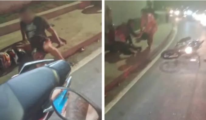 VÍDEO: Motociclista se desespera ao ser baleado por criminosos em avenida de Manaus