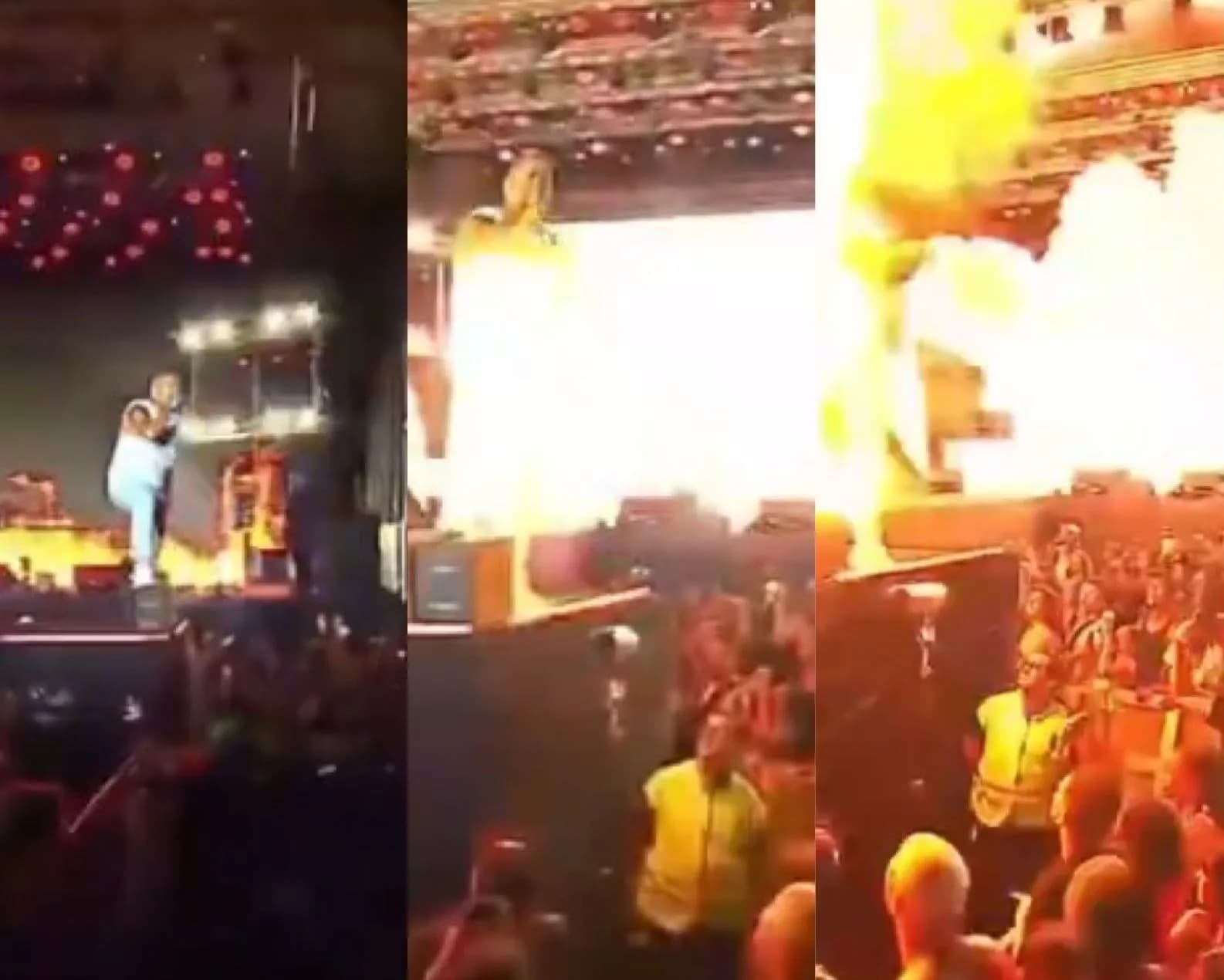 VÍDEO: Durante show no RJ, Major RD é atingido por máquina de fogo