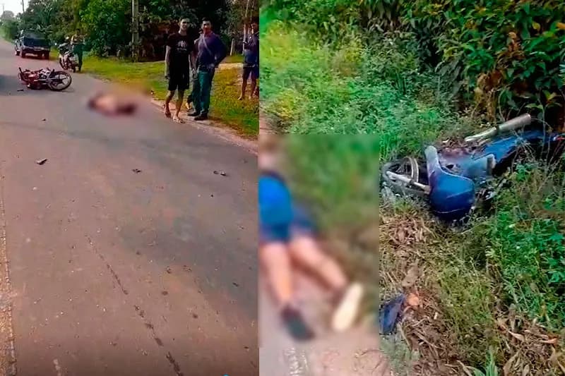 IMAGENS FORTES: Em Manaquiri, homem morre após acidente entre motocicletas na AM-354
