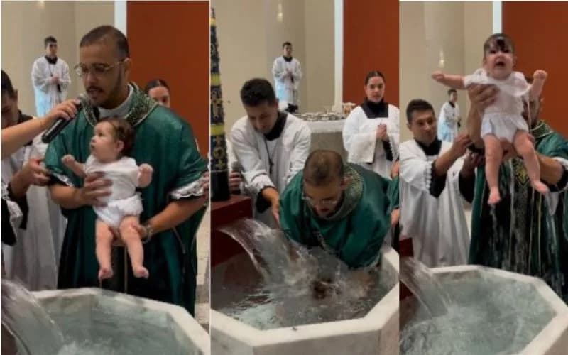 VÍDEO: Batizado de criança divide opiniões após bebê ser afogado por padre