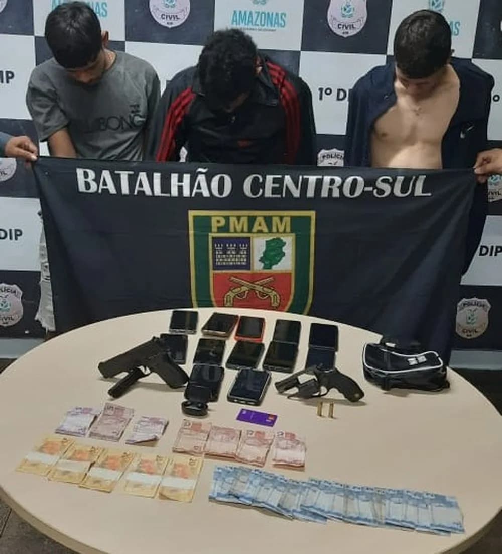 Trio suspeito de sequestrar motorista de app para realizar assaltos é preso em Manaus