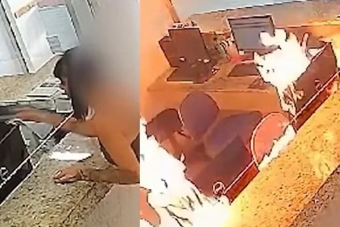 VÍDEO: Em MG, mulher ateia fogo em recepção de hospital