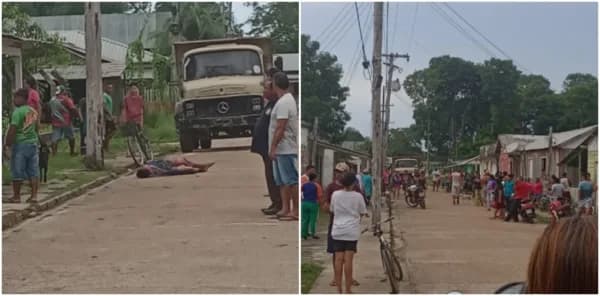 IMAGENS FORTES: População toca fogo em suspeito de esquartejar e queimar mulher em Borba