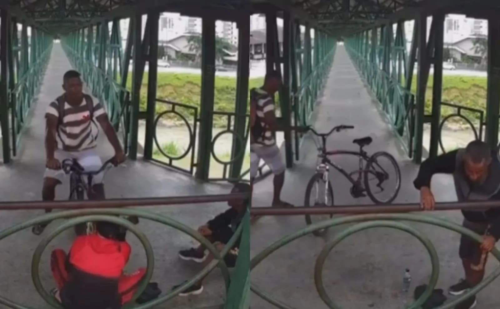 VÍDEO: Homem sofre traumatismo craniano após ser empurrado de passarela em SC