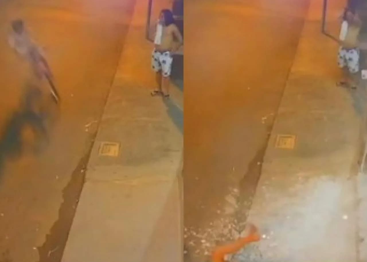 VÍDEO: Adolescente perde controle de bicicleta, quebra porta de vidro e fica desacordada no ES