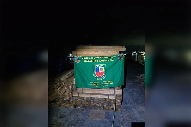 Batalhão de Policiamento Ambiental apreende madeira ilegal no Porto da Panair, em Manaus