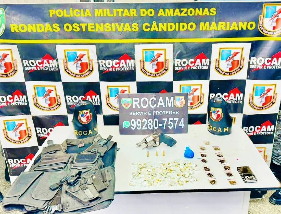 Rocam prende homem com arma de fogo e entorpecentes na zona Norte de Manaus