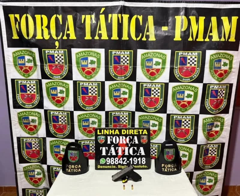 Em Japurá, policiais militares da Força Tática apreendem arma de fogo e munições