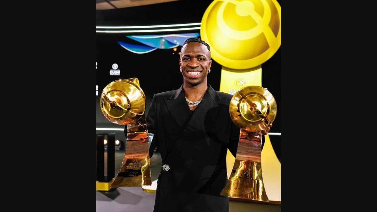 Vini Jr é eleito o melhor jogador do mundo no Globe Soccer Awards e ganha apoio de CR7