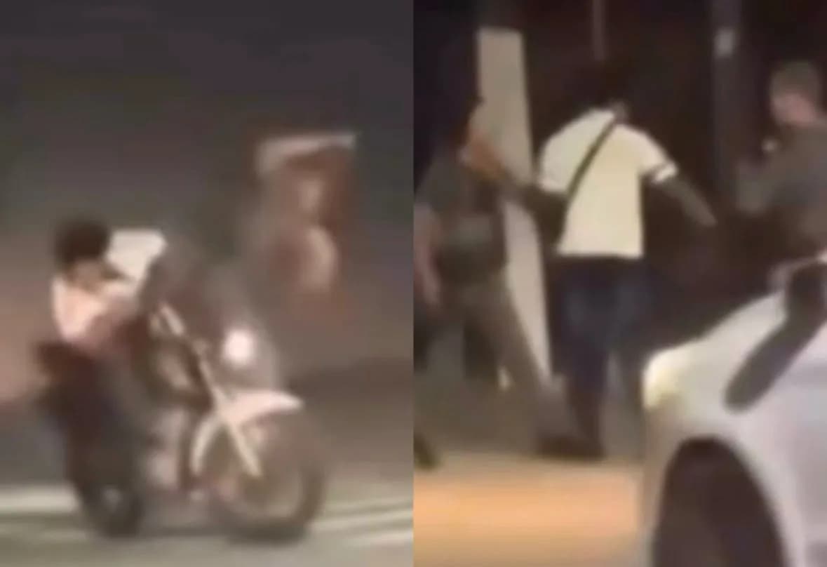 Vídeo: Motoqueiro recebe “voadora” de policiais em abordagem