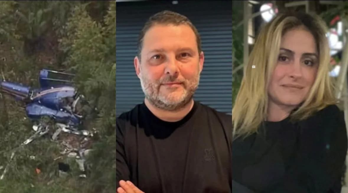 Helicóptero cai em SP e mata casal; Piloto e criança são resgatados com vida